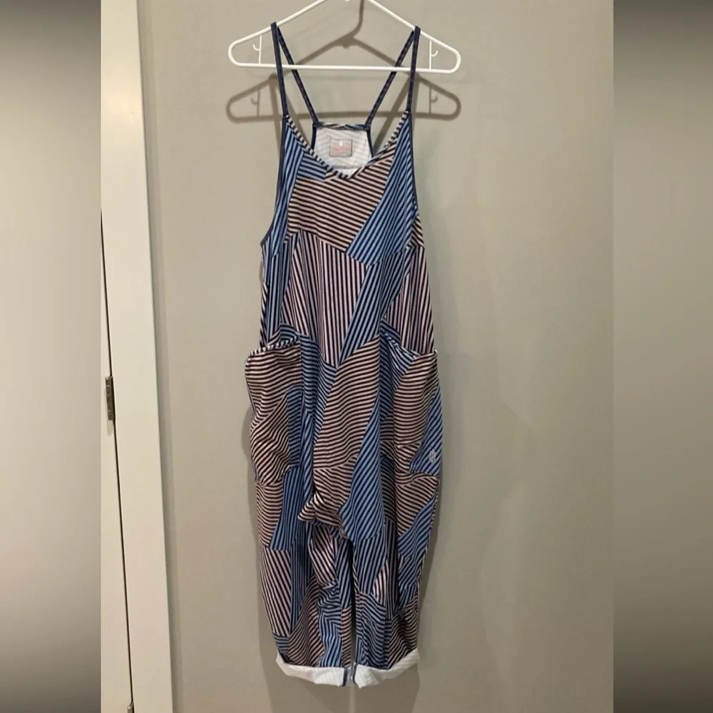 NWT FREE PEOPLE Movement Printed Hot Shot Onesie in Black Stripe Combo - Picture 4 of 5